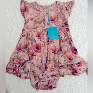 18-24 month Posh Peanut Bamboo short sleeved ruffle twirl dress with bodysuit.